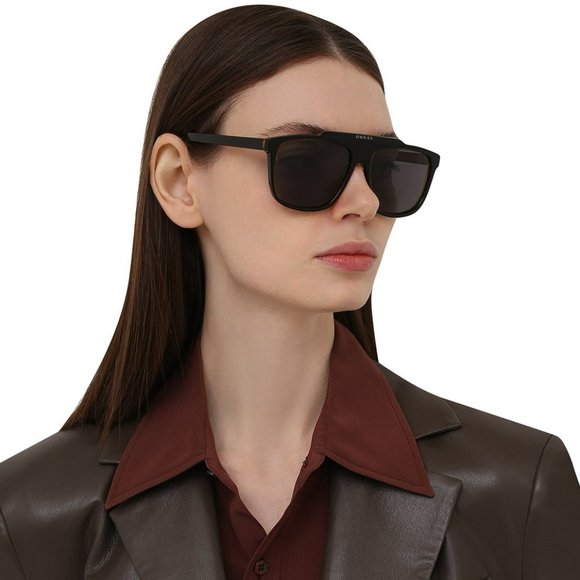 Gucci Women Sunglasses Black Yellow Grey Aviator GG1039S 001 NEW AUTHENTIC